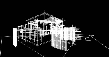 Ev kavramı kroki 3d çizim