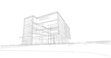 Binanın mimari 3d çizim çizim ev