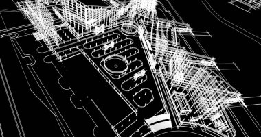 Binanın mimari 3d çizim çizim ev