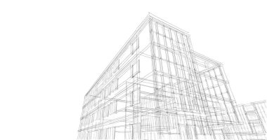 Binanın mimari 3d çizim çizim ev