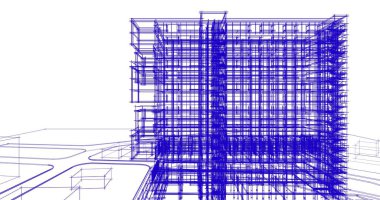 mimari çizimleri 3B illüstrasyon - illüstrasyon