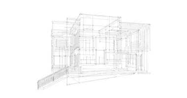 Arkaplanda mimari bina 3d illüstrasyon,