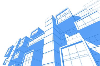 Binanın mimari 3d çizim çizim ev