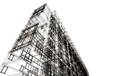 mimari çizimleri 3B illüstrasyon - illüstrasyon