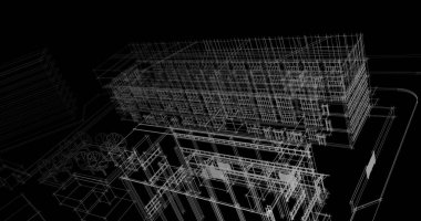 mimari çizimleri 3B illüstrasyon - illüstrasyon