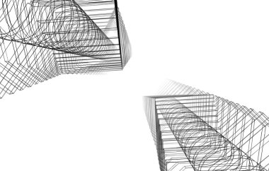 mimari çizimleri 3B illüstrasyon - illüstrasyon