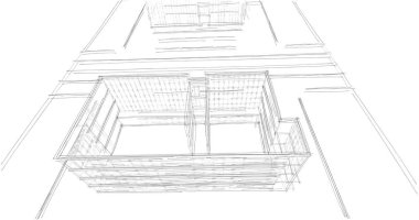 Binanın mimari 3d çizim çizim ev