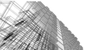 Binanın mimari 3d çizim çizim ev