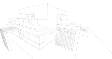 Ev kavramı kroki 3d çizim