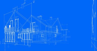 mimari çizimleri 3B illüstrasyon - illüstrasyon