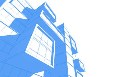 Binanın mimari 3d çizim çizim ev