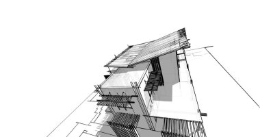 Ev kavramı kroki 3d çizim