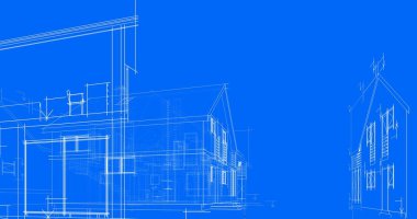 mimari çizimleri 3B illüstrasyon - illüstrasyon