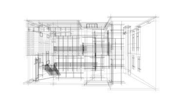 Arkaplanda mimari bina 3d illüstrasyon,