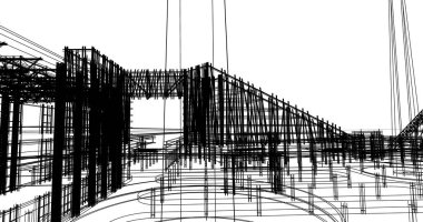 mimari çizimleri 3B illüstrasyon - illüstrasyon
