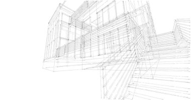 Arkaplanda mimari bina 3d illüstrasyon,