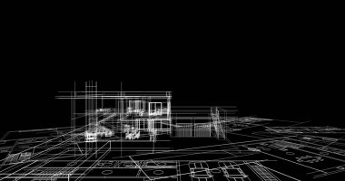 mimari çizimleri 3B illüstrasyon - illüstrasyon