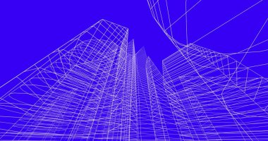 şehir mimarisi ve binalar 3D çizimi 