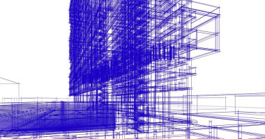 mimari çizimleri 3B illüstrasyon - illüstrasyon