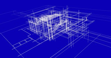 Ev kavramı kroki 3d çizim
