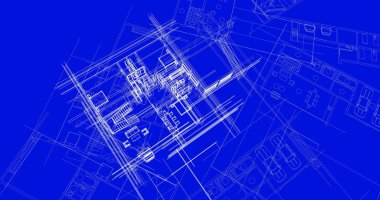 Binanın mimari 3d çizim çizim ev