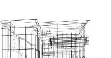 Ev kavramı kroki 3d çizim