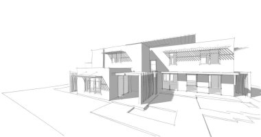 Ev kavramı kroki 3d çizim