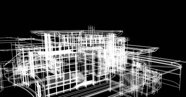 Arkaplanda mimari bina 3d illüstrasyon,