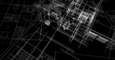 mimari çizimleri 3B illüstrasyon - illüstrasyon