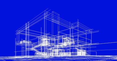 mimari çizimleri 3B illüstrasyon - illüstrasyon