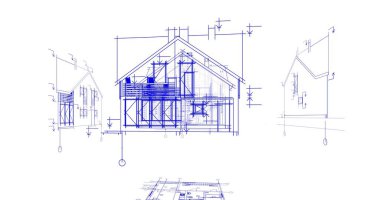 mimari çizimleri 3B illüstrasyon - illüstrasyon