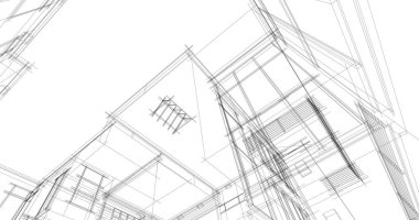 Arkaplanda mimari bina 3d illüstrasyon,