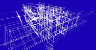 Ev kavramı kroki 3d çizim