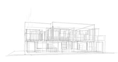 Binanın mimari 3d çizim çizim ev