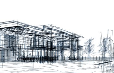 mimari çizimleri 3B illüstrasyon - illüstrasyon