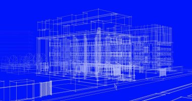 mimari çizimleri 3B illüstrasyon - illüstrasyon