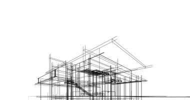 Ev kavramı kroki 3d çizim