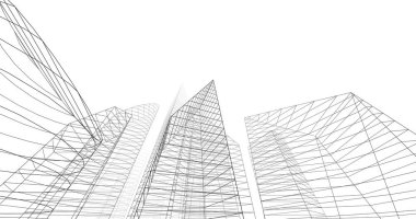 şehir mimarisi ve binalar 3D çizimi 