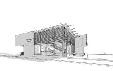 mimari çizimleri 3B illüstrasyon - illüstrasyon