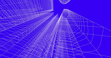 şehir mimarisi ve binalar 3D çizimi 