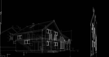 mimari çizimleri 3B illüstrasyon - illüstrasyon