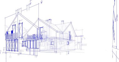 mimari çizimleri 3B illüstrasyon - illüstrasyon