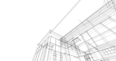 Arkaplanda mimari bina 3d illüstrasyon,