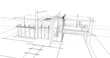 Ev kavramı kroki 3d çizim