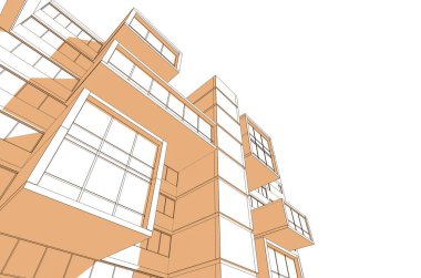 Binanın mimari 3d çizim çizim ev