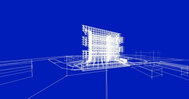 Binanın mimari 3d çizim çizim ev