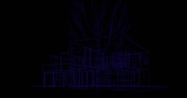 Binanın mimari 3d çizim çizim ev