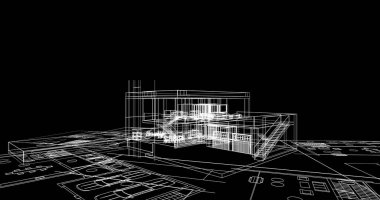 mimari çizimleri 3B illüstrasyon - illüstrasyon