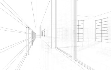 mimari çizimleri 3B illüstrasyon - illüstrasyon