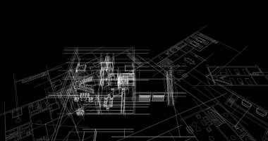 mimari çizimleri 3B illüstrasyon - illüstrasyon